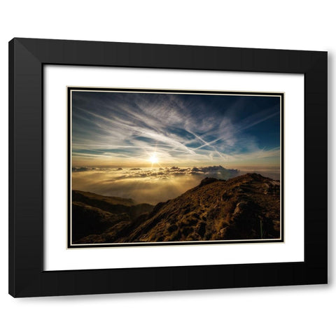 Mountain View 28 Black Modern Wood Framed Art Print with Double Matting by Lee, Rachel
