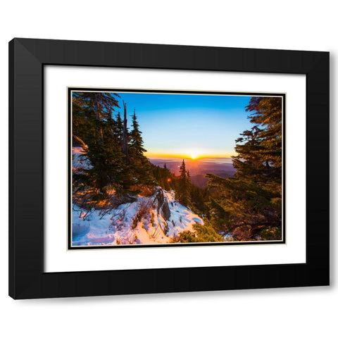 Mountain View 30 Black Modern Wood Framed Art Print with Double Matting by Lee, Rachel