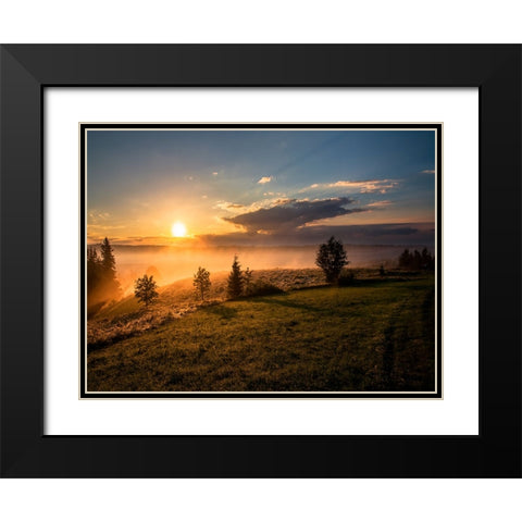Mountain View 43 Black Modern Wood Framed Art Print with Double Matting by Lee, Rachel