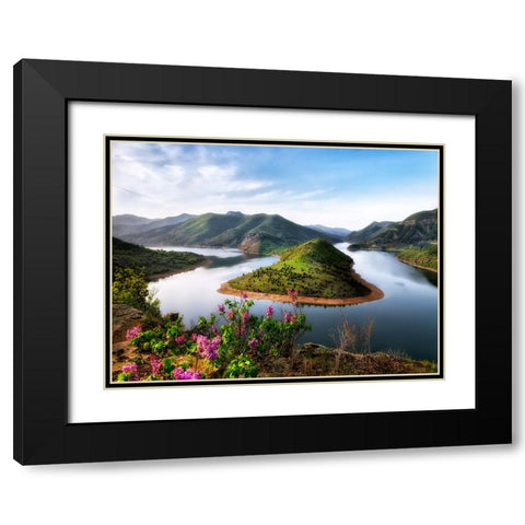 Mountain View 46 Black Modern Wood Framed Art Print with Double Matting by Lee, Rachel