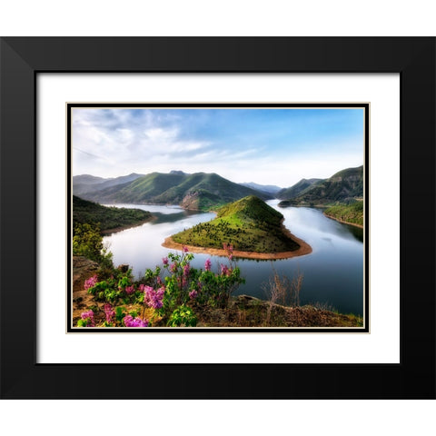 Mountain View 46 Black Modern Wood Framed Art Print with Double Matting by Lee, Rachel