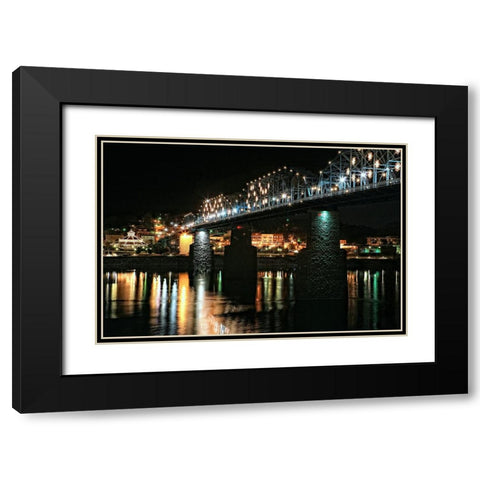 Night Bridge Black Modern Wood Framed Art Print with Double Matting by Lee, Rachel
