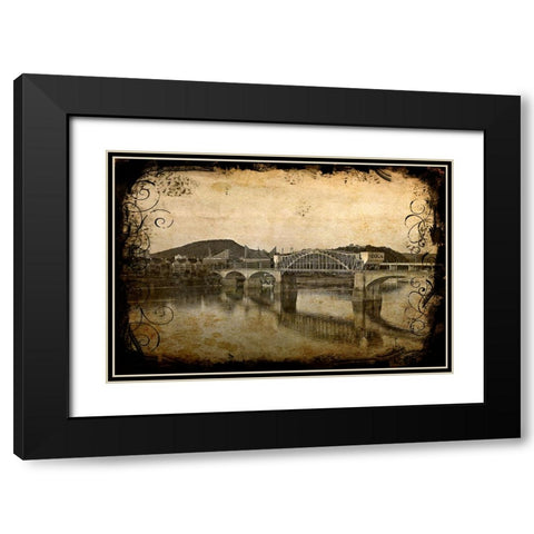 Nooga Bridge with Antique Border Black Modern Wood Framed Art Print with Double Matting by Lee, Rachel