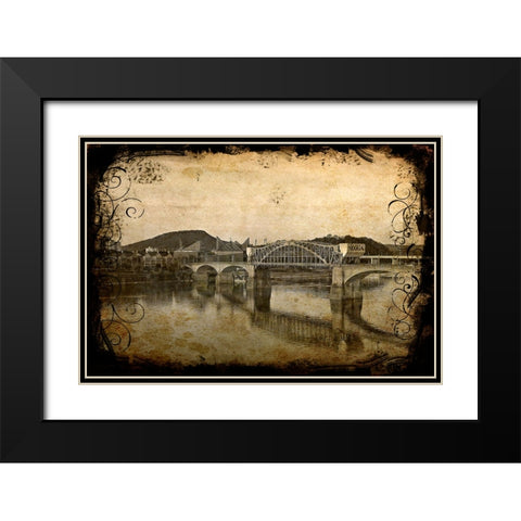 Nooga Bridge with Antique Border Black Modern Wood Framed Art Print with Double Matting by Lee, Rachel