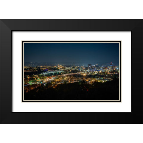 Northshore Lights Black Modern Wood Framed Art Print with Double Matting by Lee, Rachel