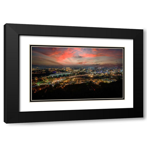 Northshore Lights Sunset Black Modern Wood Framed Art Print with Double Matting by Lee, Rachel