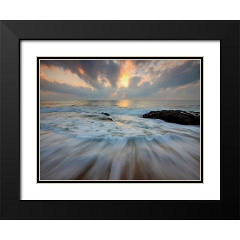 Ocean 25 Black Modern Wood Framed Art Print with Double Matting by Lee, Rachel
