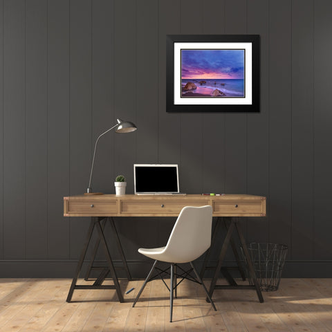 Ocean 33 Black Modern Wood Framed Art Print with Double Matting by Lee, Rachel