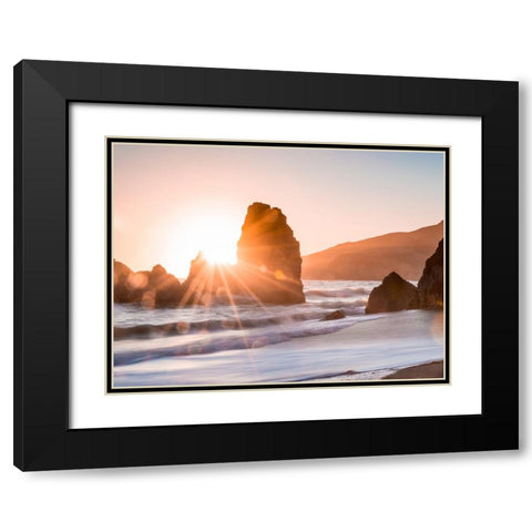 Ocean 35 Black Modern Wood Framed Art Print with Double Matting by Lee, Rachel