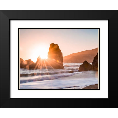 Ocean 35 Black Modern Wood Framed Art Print with Double Matting by Lee, Rachel