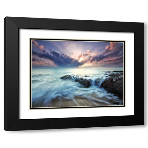 Ocean 37 Black Modern Wood Framed Art Print with Double Matting by Lee, Rachel