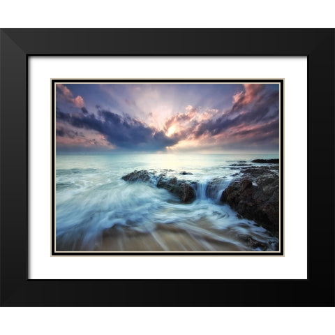 Ocean 37 Black Modern Wood Framed Art Print with Double Matting by Lee, Rachel