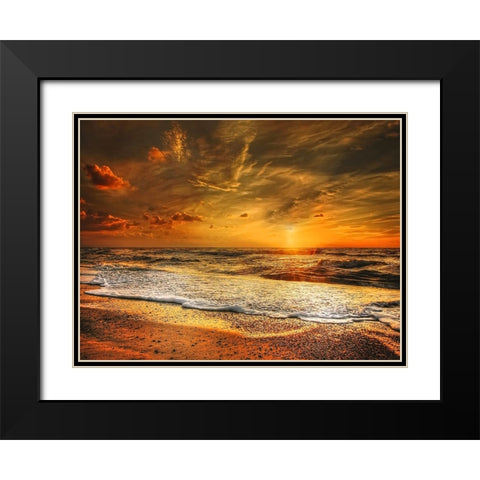 Ocean 56 Black Modern Wood Framed Art Print with Double Matting by Lee, Rachel