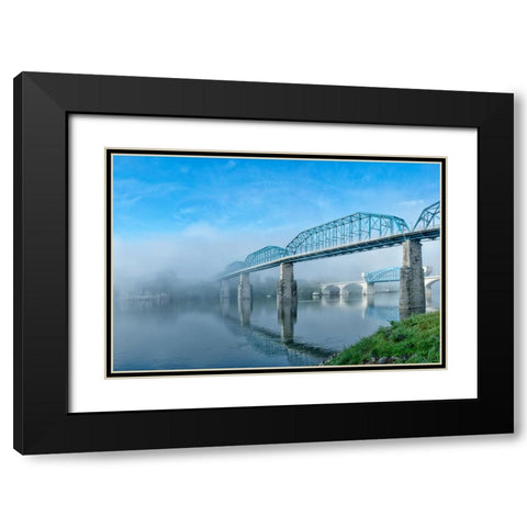 Peaceful River View Black Modern Wood Framed Art Print with Double Matting by Lee, Rachel