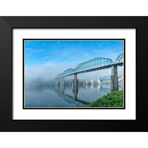 Peaceful River View Black Modern Wood Framed Art Print with Double Matting by Lee, Rachel