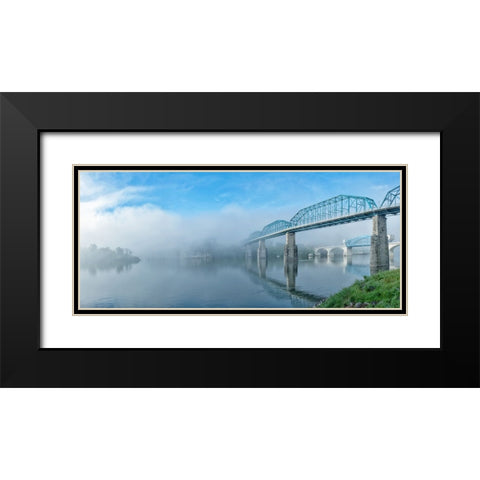 Peaceful River View Pano Black Modern Wood Framed Art Print with Double Matting by Lee, Rachel