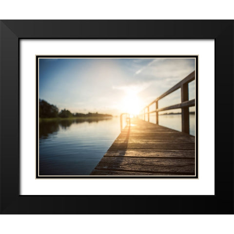 Pier 5 Black Modern Wood Framed Art Print with Double Matting by Lee, Rachel