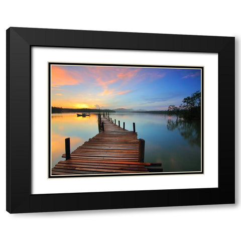 Pier 7 Black Modern Wood Framed Art Print with Double Matting by Lee, Rachel