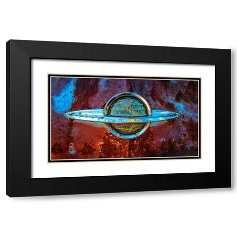 Planet Emblem Black Modern Wood Framed Art Print with Double Matting by Lee, Rachel