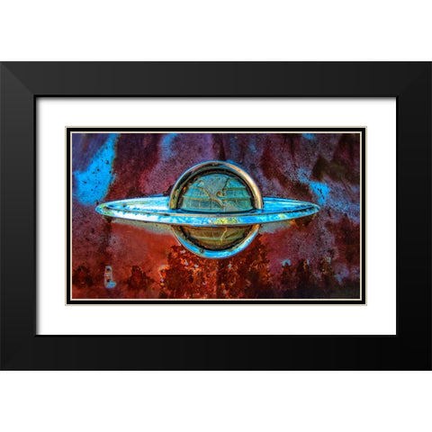 Planet Emblem Black Modern Wood Framed Art Print with Double Matting by Lee, Rachel