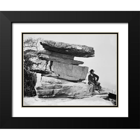 Point Rock 1 Black Modern Wood Framed Art Print with Double Matting by Lee, Rachel