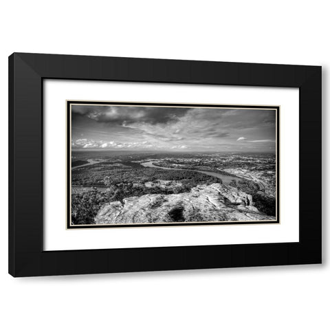 Point Rock View BW Black Modern Wood Framed Art Print with Double Matting by Lee, Rachel