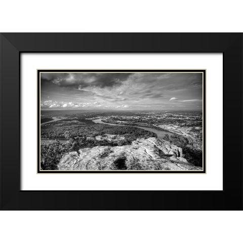 Point Rock View BW Black Modern Wood Framed Art Print with Double Matting by Lee, Rachel