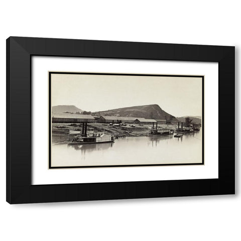 Quartermasters Landing 1863 Black Modern Wood Framed Art Print with Double Matting by Lee, Rachel