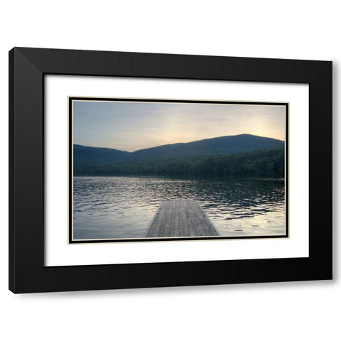 Raccoon Pier Black Modern Wood Framed Art Print with Double Matting by Lee, Rachel