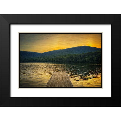 Raccoon Pier Sunglow Black Modern Wood Framed Art Print with Double Matting by Lee, Rachel