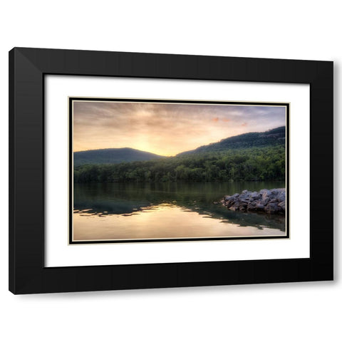 Raccoon Sunset Black Modern Wood Framed Art Print with Double Matting by Lee, Rachel