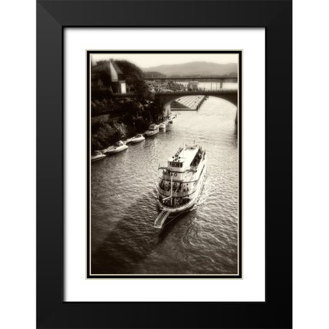 River Boat Cruise Sepia Black Modern Wood Framed Art Print with Double Matting by Lee, Rachel