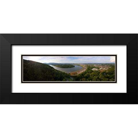 Riverwalk 1 Black Modern Wood Framed Art Print with Double Matting by Lee, Rachel