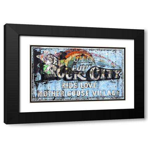 Rock City Sign Black Modern Wood Framed Art Print with Double Matting by Lee, Rachel