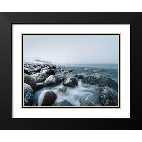 Rocks 14 Black Modern Wood Framed Art Print with Double Matting by Lee, Rachel