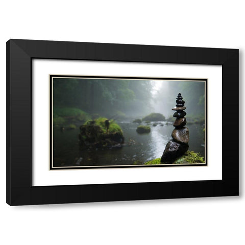 Rocks 7 Black Modern Wood Framed Art Print with Double Matting by Lee, Rachel