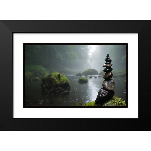 Rocks 7 Black Modern Wood Framed Art Print with Double Matting by Lee, Rachel