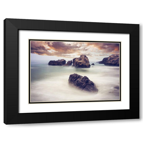Rocks 9 Black Modern Wood Framed Art Print with Double Matting by Lee, Rachel