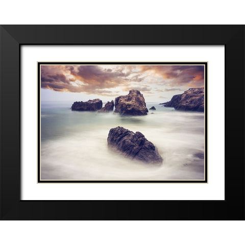 Rocks 9 Black Modern Wood Framed Art Print with Double Matting by Lee, Rachel
