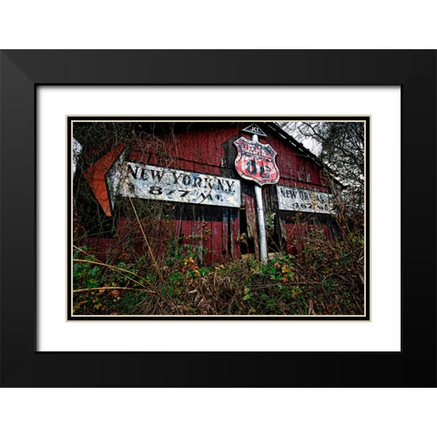 Route 11 Barn Sign Black Modern Wood Framed Art Print with Double Matting by Lee, Rachel