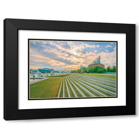 Scenic City 1 Black Modern Wood Framed Art Print with Double Matting by Lee, Rachel