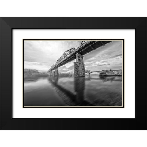 Scenic City 105 Black Modern Wood Framed Art Print with Double Matting by Lee, Rachel