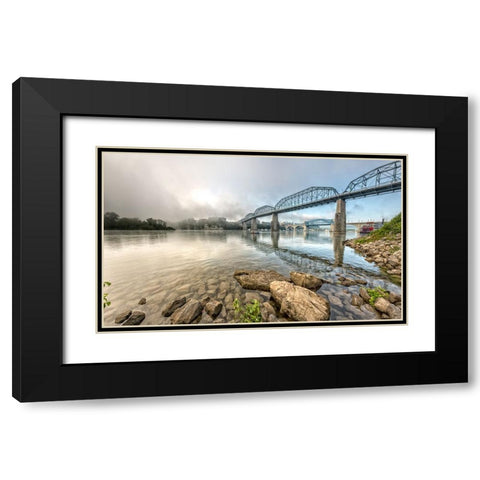 Scenic City 109 Black Modern Wood Framed Art Print with Double Matting by Lee, Rachel