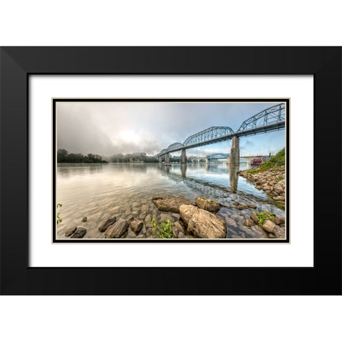 Scenic City 109 Black Modern Wood Framed Art Print with Double Matting by Lee, Rachel