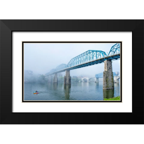 Scenic City 125 Black Modern Wood Framed Art Print with Double Matting by Lee, Rachel