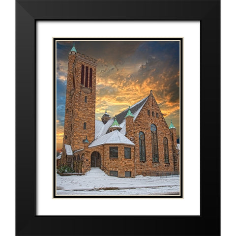 Scenic City 128 Black Modern Wood Framed Art Print with Double Matting by Lee, Rachel