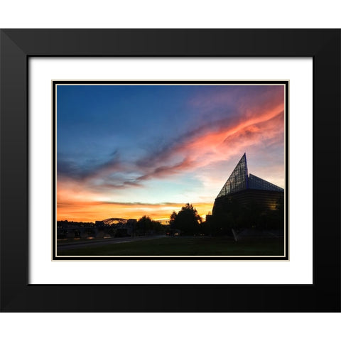 Scenic City 136 Black Modern Wood Framed Art Print with Double Matting by Lee, Rachel