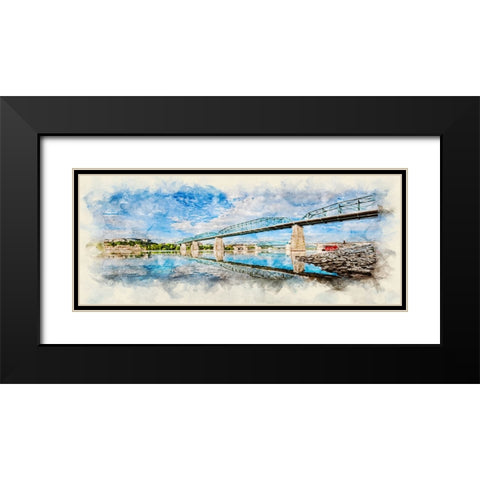 Scenic City 15 Watercolor Black Modern Wood Framed Art Print with Double Matting by Lee, Rachel