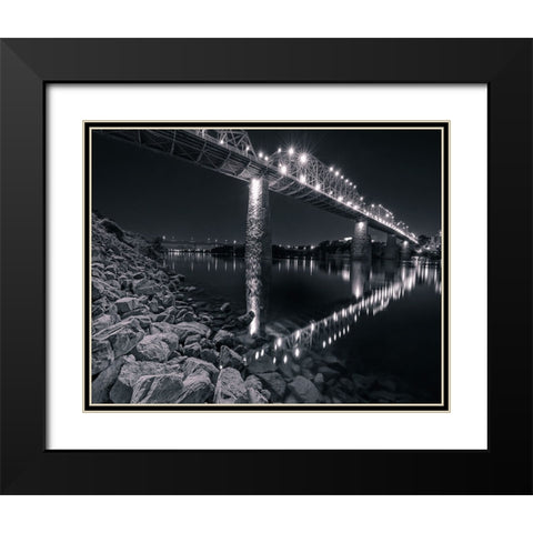 Scenic City 45 Black Modern Wood Framed Art Print with Double Matting by Lee, Rachel