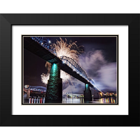 Scenic City 54 Black Modern Wood Framed Art Print with Double Matting by Lee, Rachel